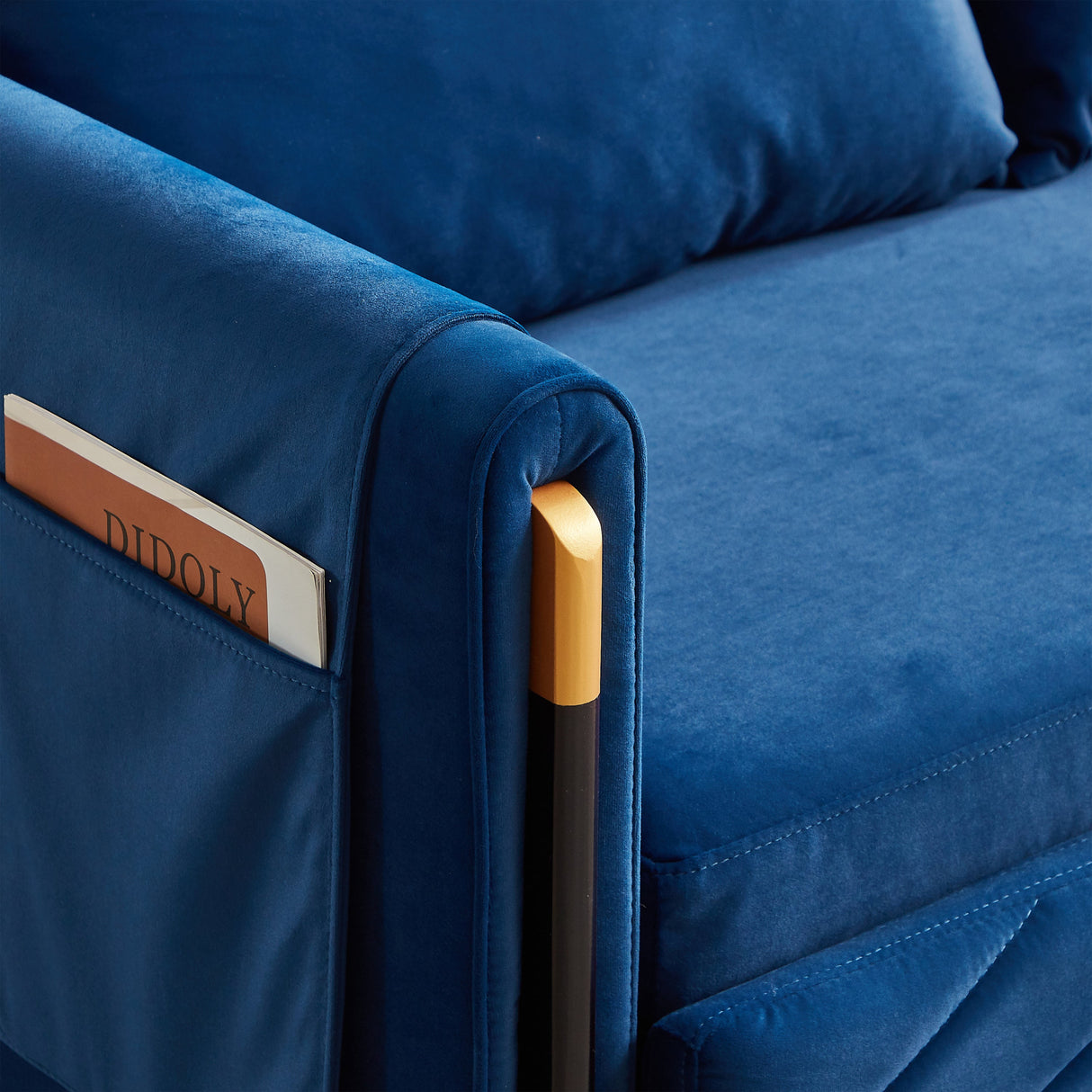 Convertible Velvet Loveseat Sleeper with Arm Storage and Adjustable Back