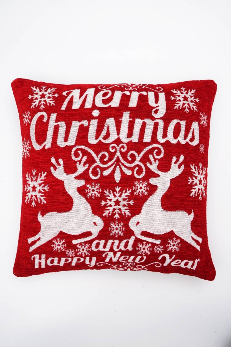 Handcrafted 'Merry Christmas' Jacquard Pillow