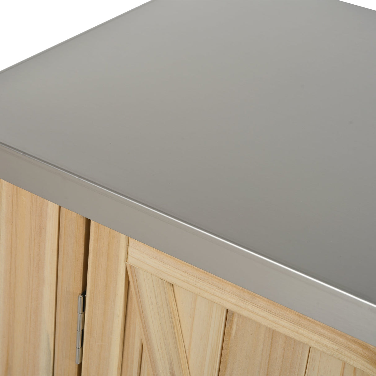 Outdoor Kitchen Island Fir Wood Kitchen Island with Stainless Steel Top