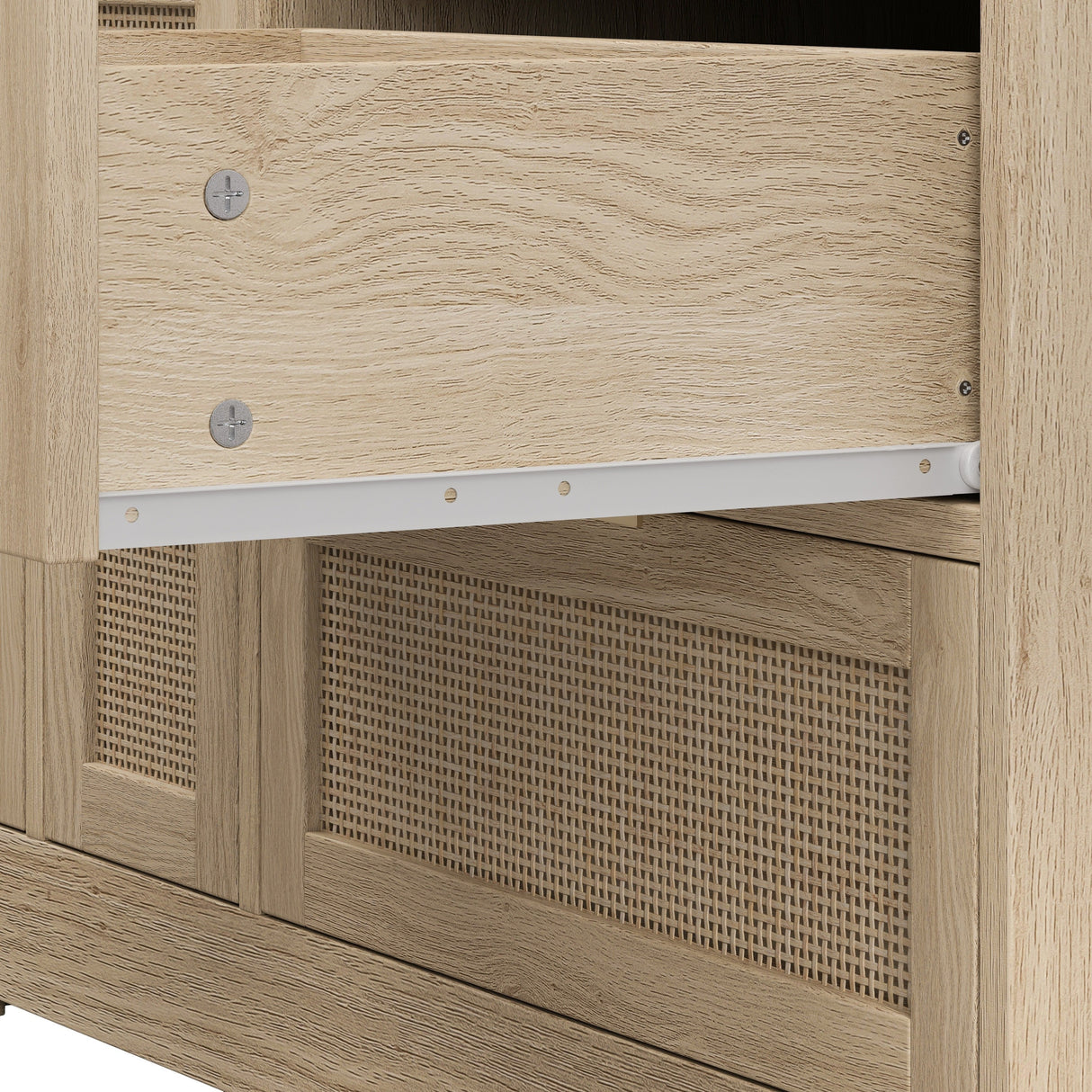Natural Rattan Locker with 9 Drawers and Metal Handles