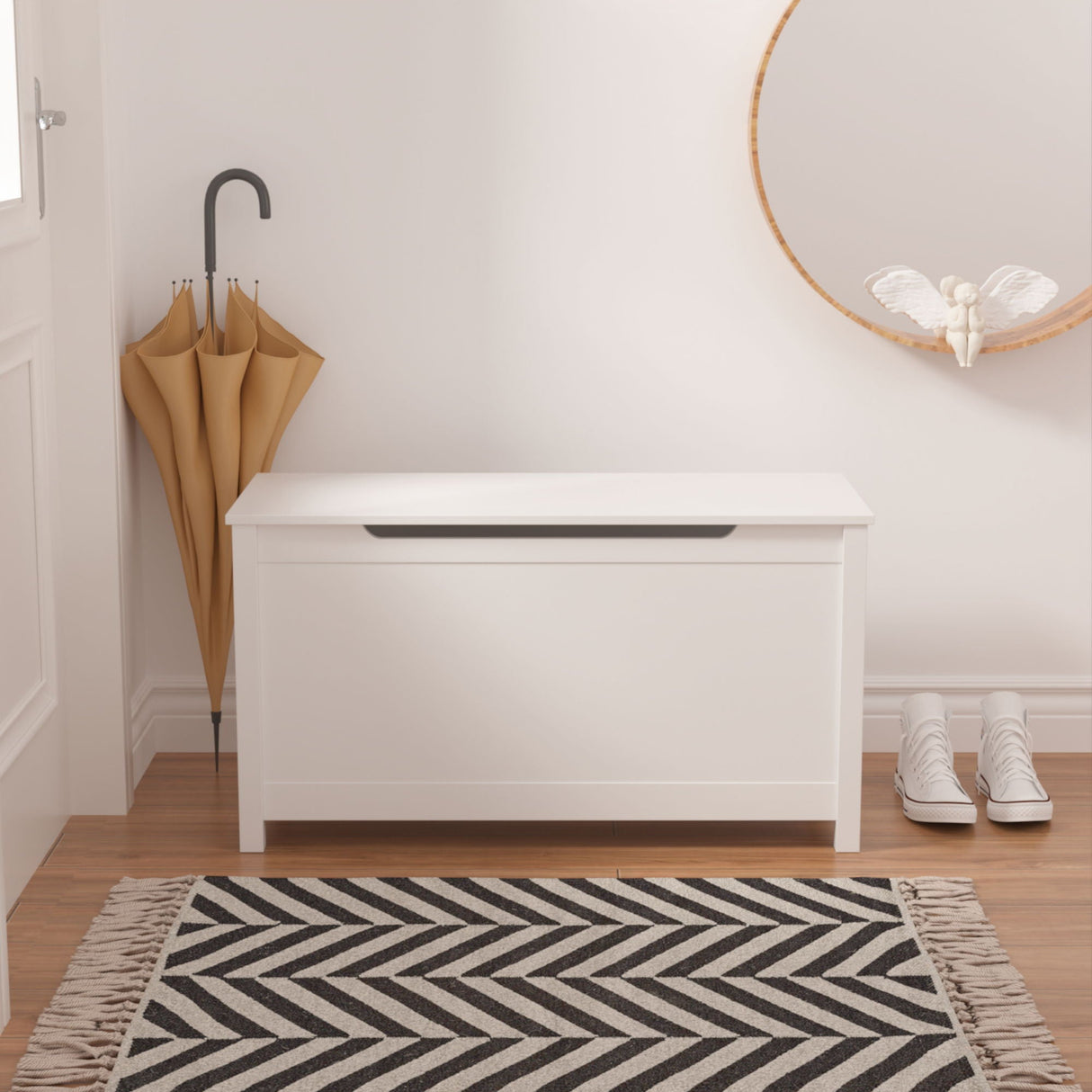 Toy Box Storage With Safety Hinged Lid