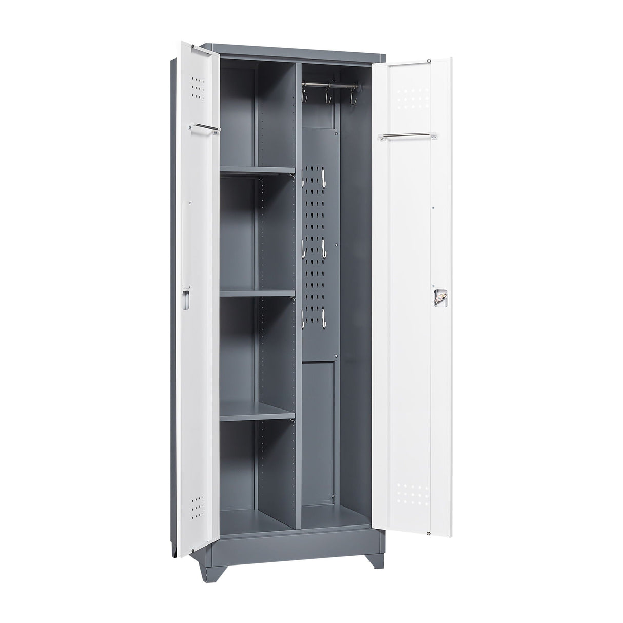 Lockers With Locking Doors, Adjustable Shelves, High Broom Tool Storage Cabinet