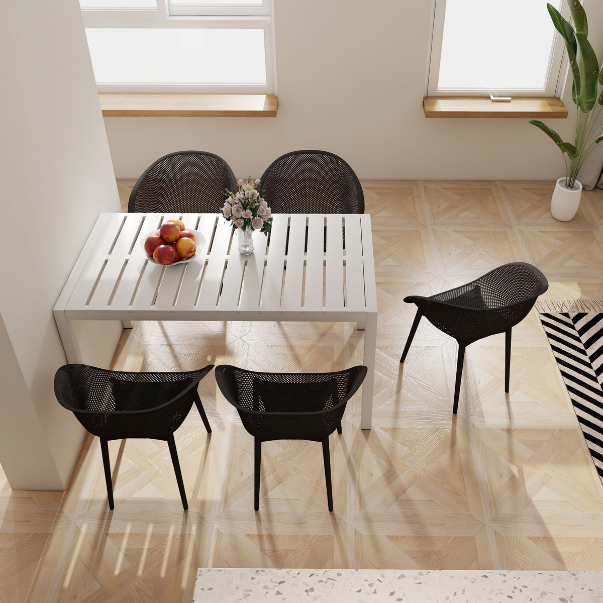 4 Pack Lounge Chair Set With Long Table