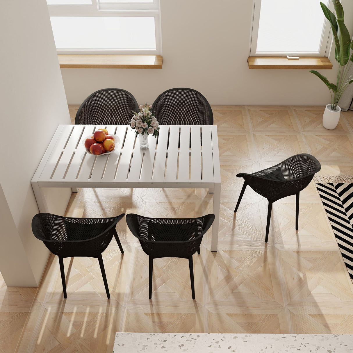 4 Pack Lounge Chair Set With Long Table
