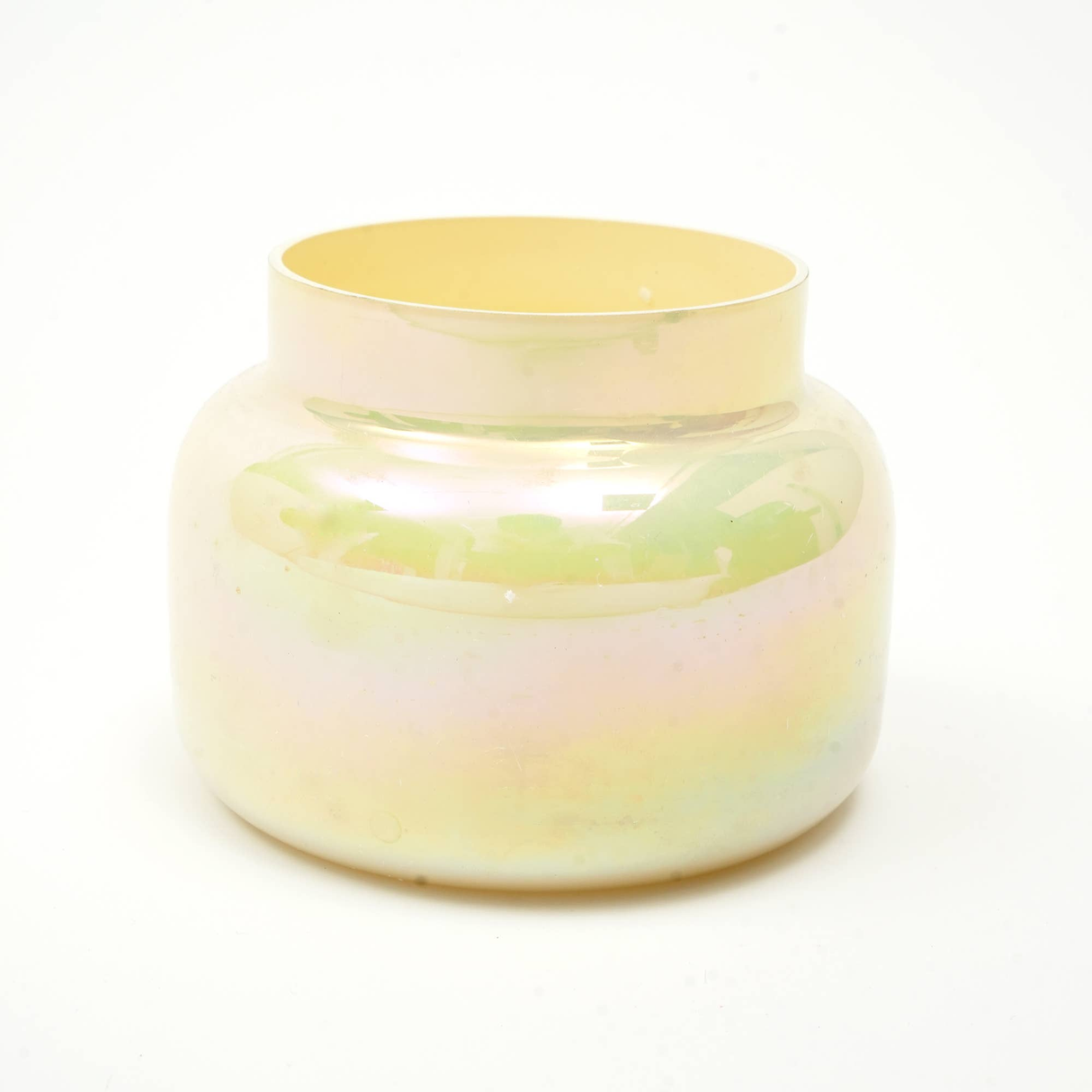 Scented Wax Candle Jar with Lid in Pastel Yellow