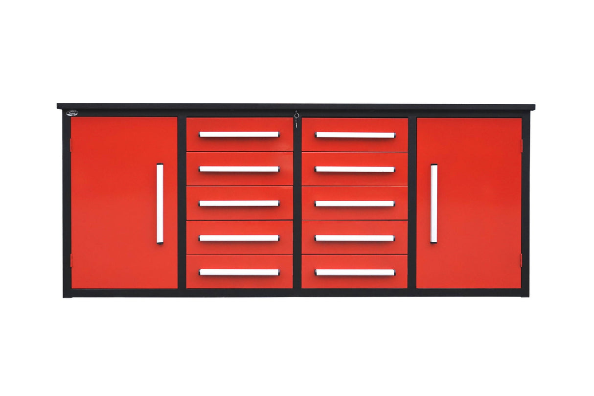 Storage Cabinets With Workbench (With 10 Drawers And 2 Cabinets)