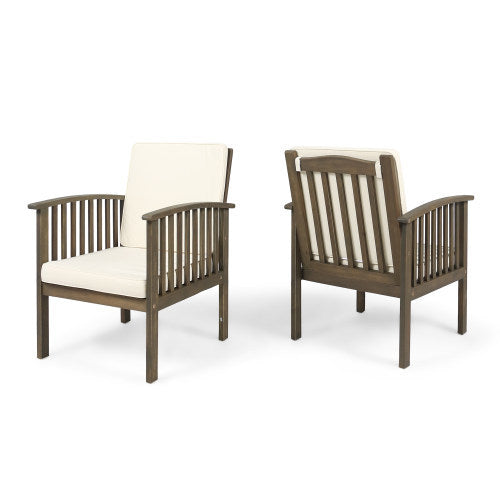 Patio Set Outdoor Acacia Wood Furniture Sets - Modern Club Chair Conversation Sets with Patio Dining Table
