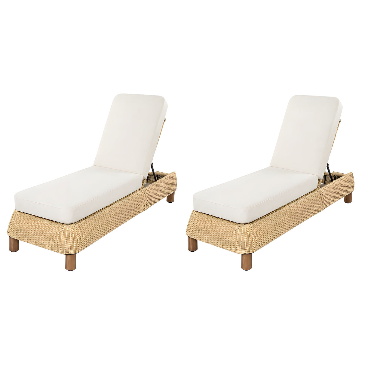 Adjustable Outdoor Wicker Chaise Lounge Chairs Set of 2