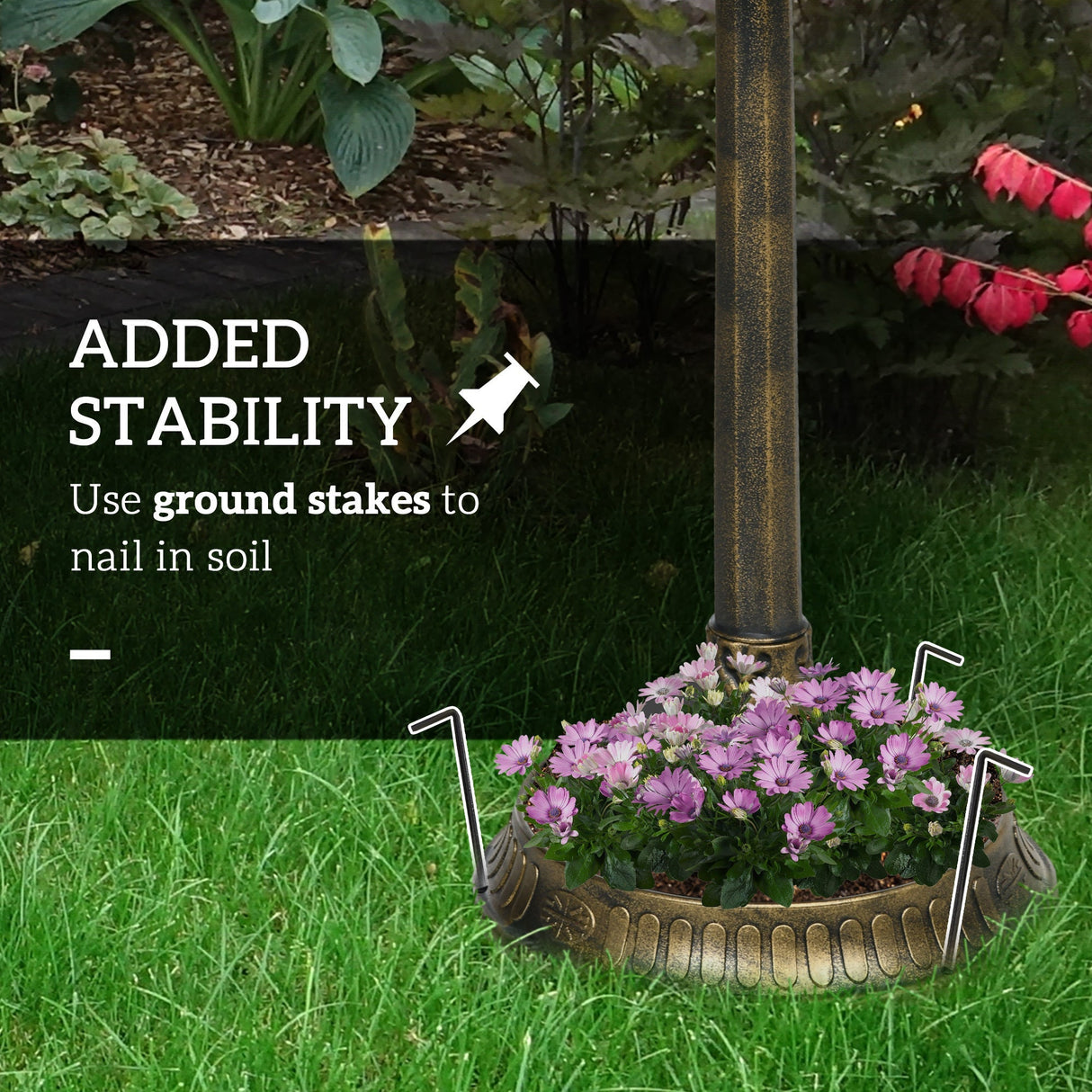 Outsunny 28' Antique Bronze Bird Bath with Pedestal Flower Planter Base
