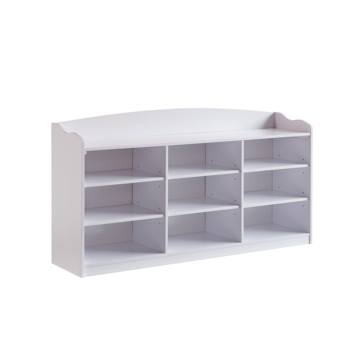 White Shoe Storage Bench with Nine Shelves Entryway Organizer