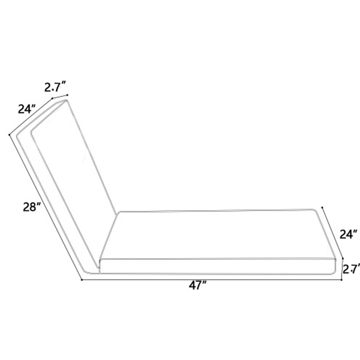 Outdoor Lounge Chair Cushion Set - Lake Blue Polyester, UV & Fade Resistant, 2PCS