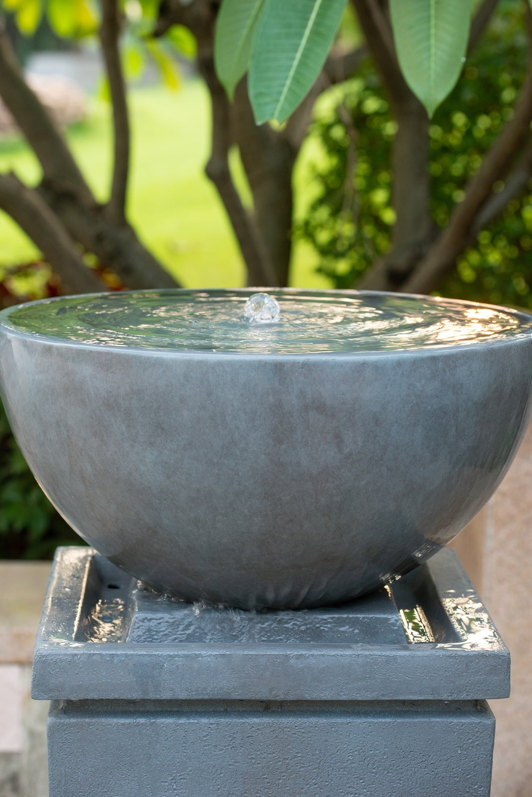 44.5' Polyresin Gray Zen Bowl Water Fountain