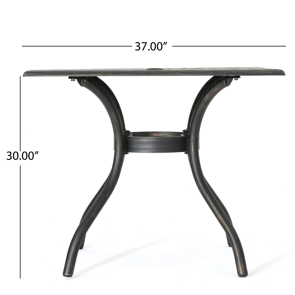 Enchantia Outdoor Square Dining Table with Weave Tabletop and Flared Legs - Copper