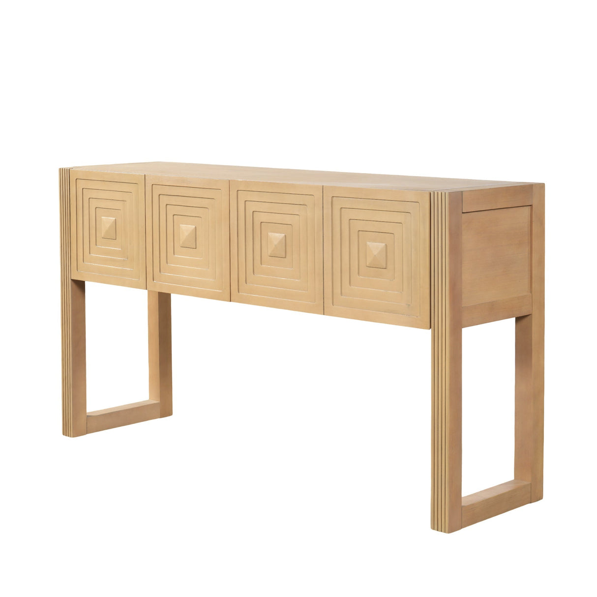 Geometric Carved Console Table with Soft-Close Drawers