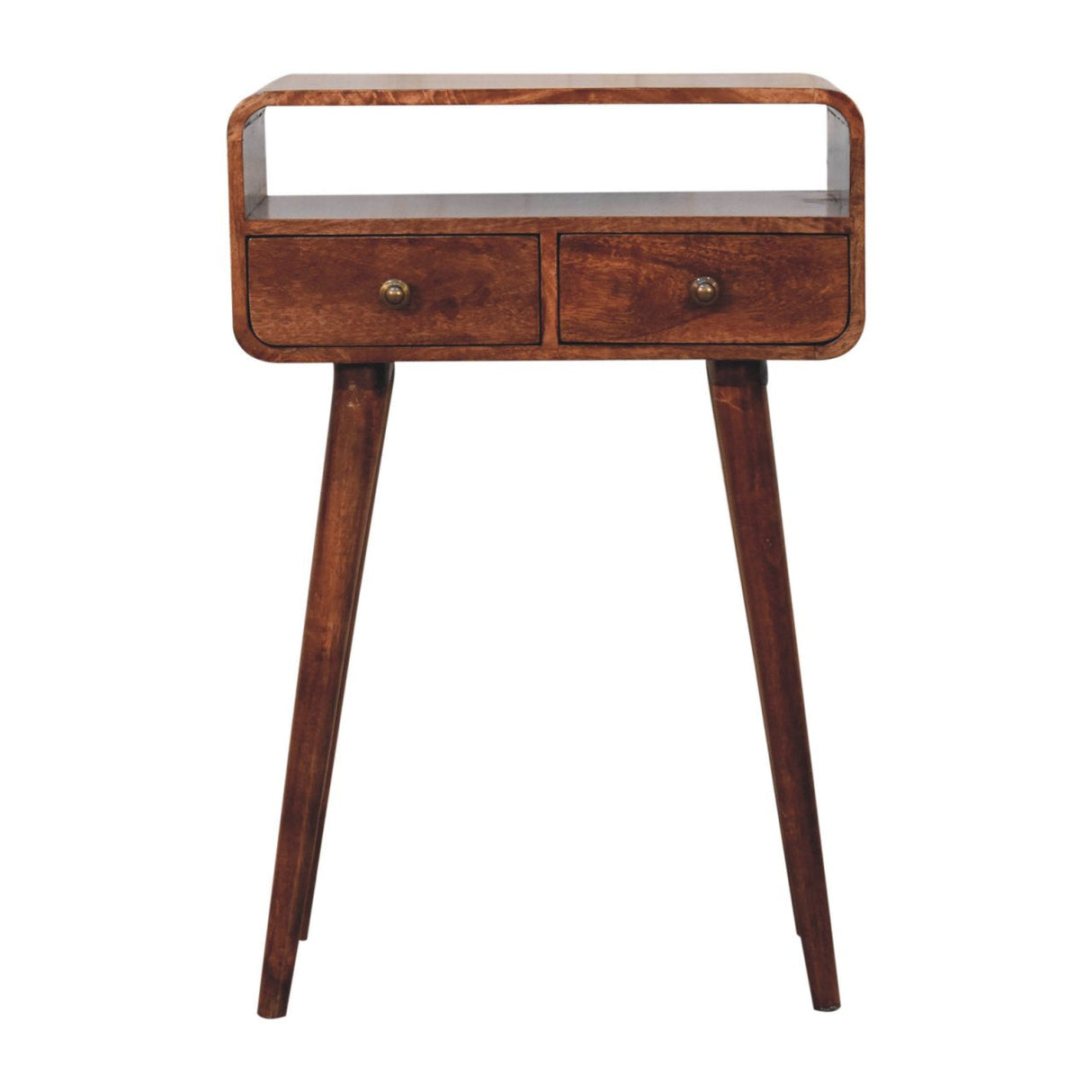 Solid Wood Mini Curved Honey Console Table