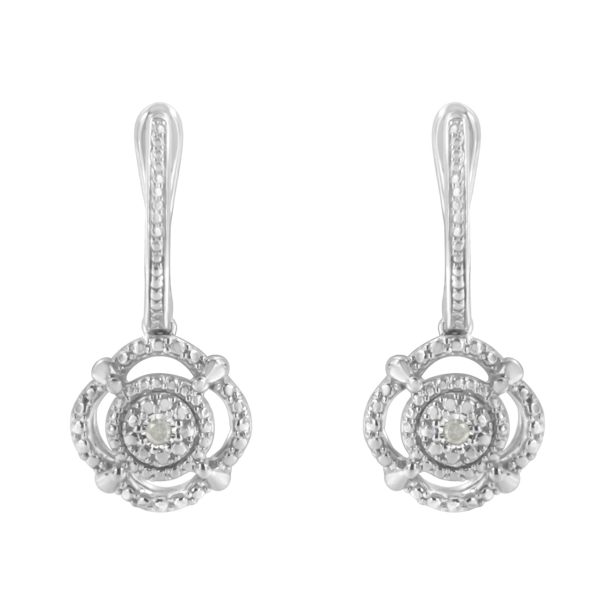 .925 Sterling Silver Miracle-Set Diamond Accent Drop and Dangle Earrings (I-J Color, I3 Clarity)