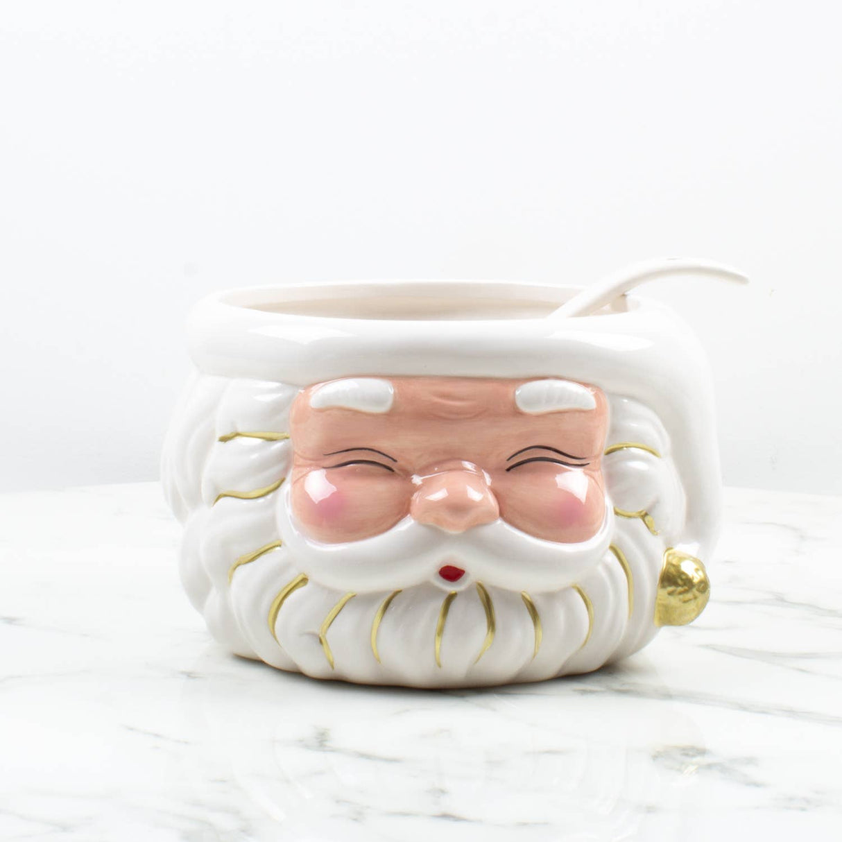WHITE SANTA PUNCH BOWL & LADLE