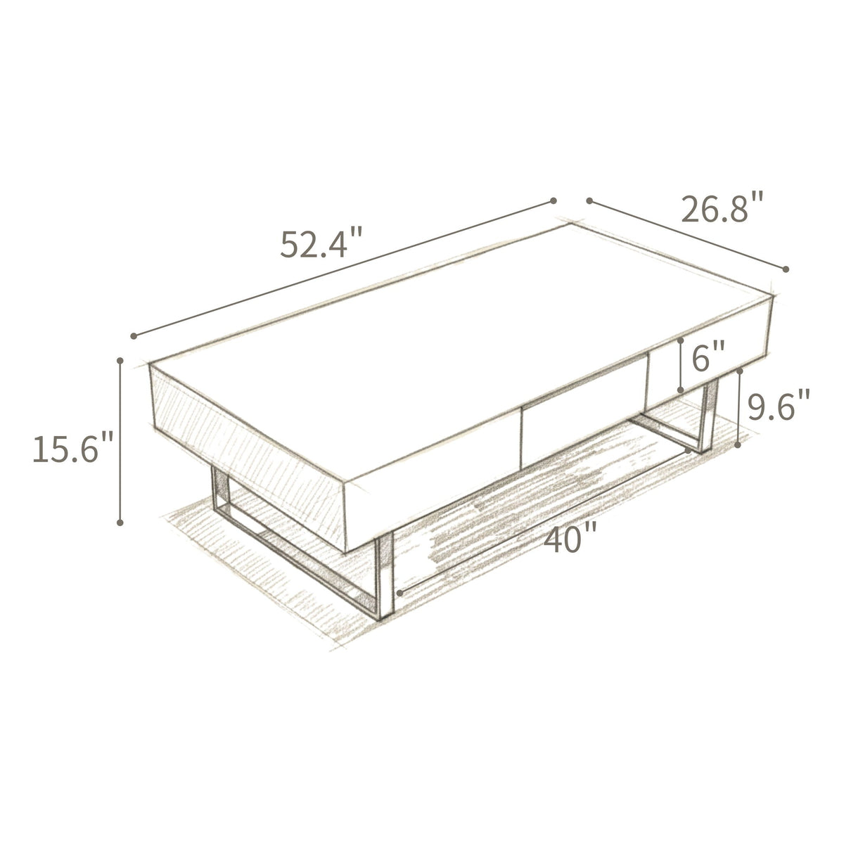 Rectangular Coffee Table with Hidden Storage - Blue or White