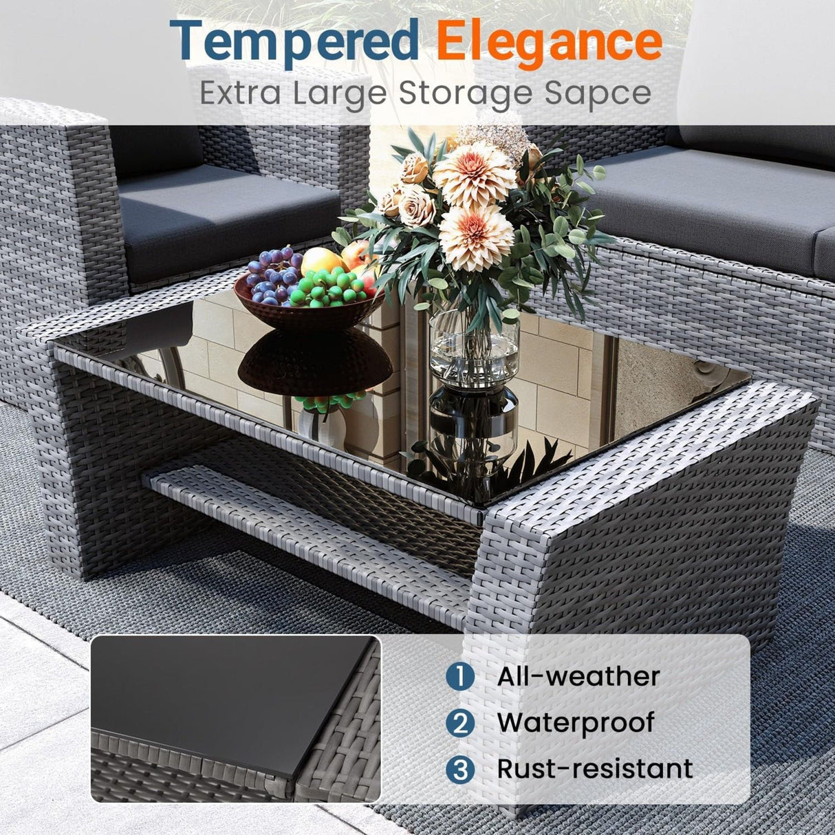 Modern Patio Set With Table And Cushions