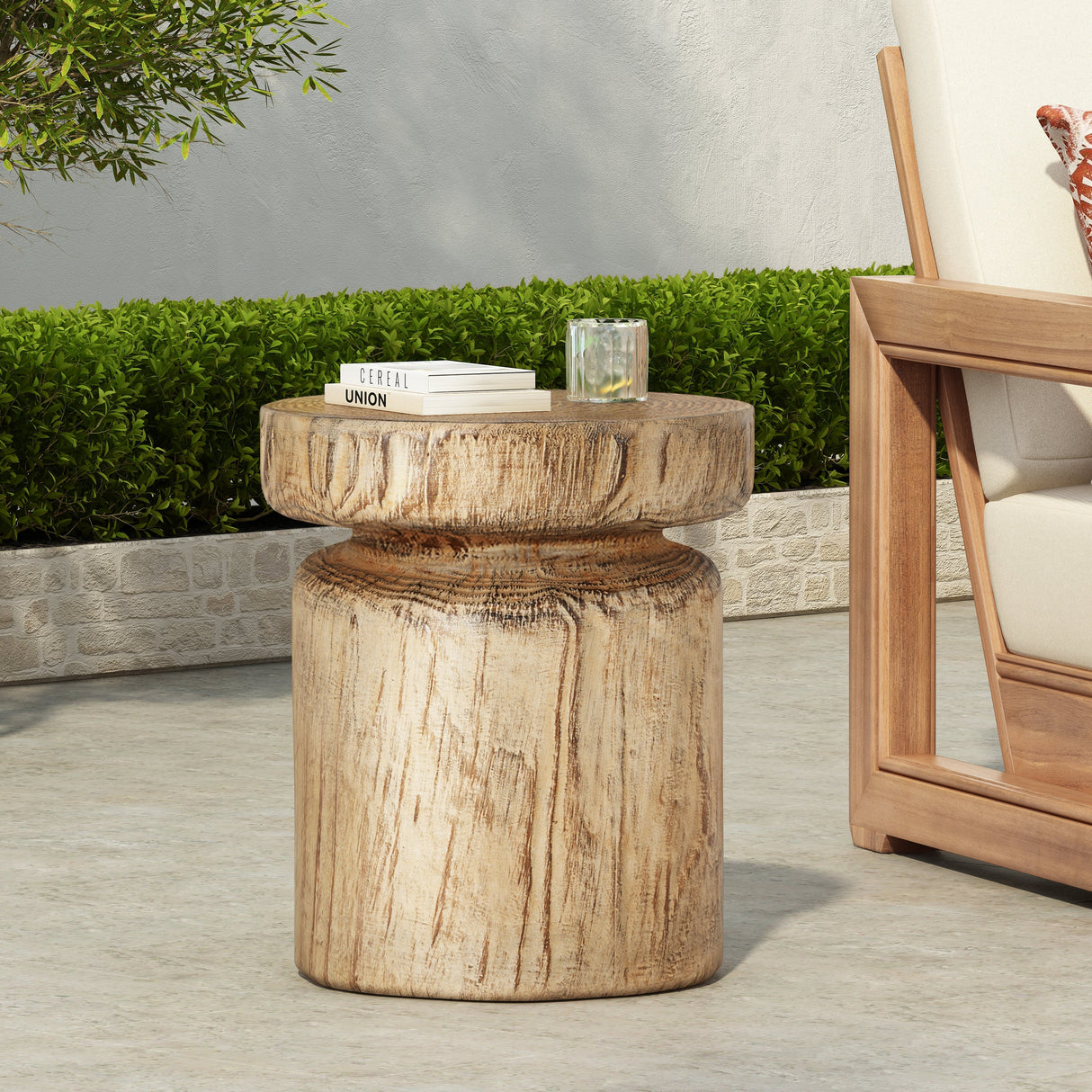 MGO Wood Grain Side Table - Natural