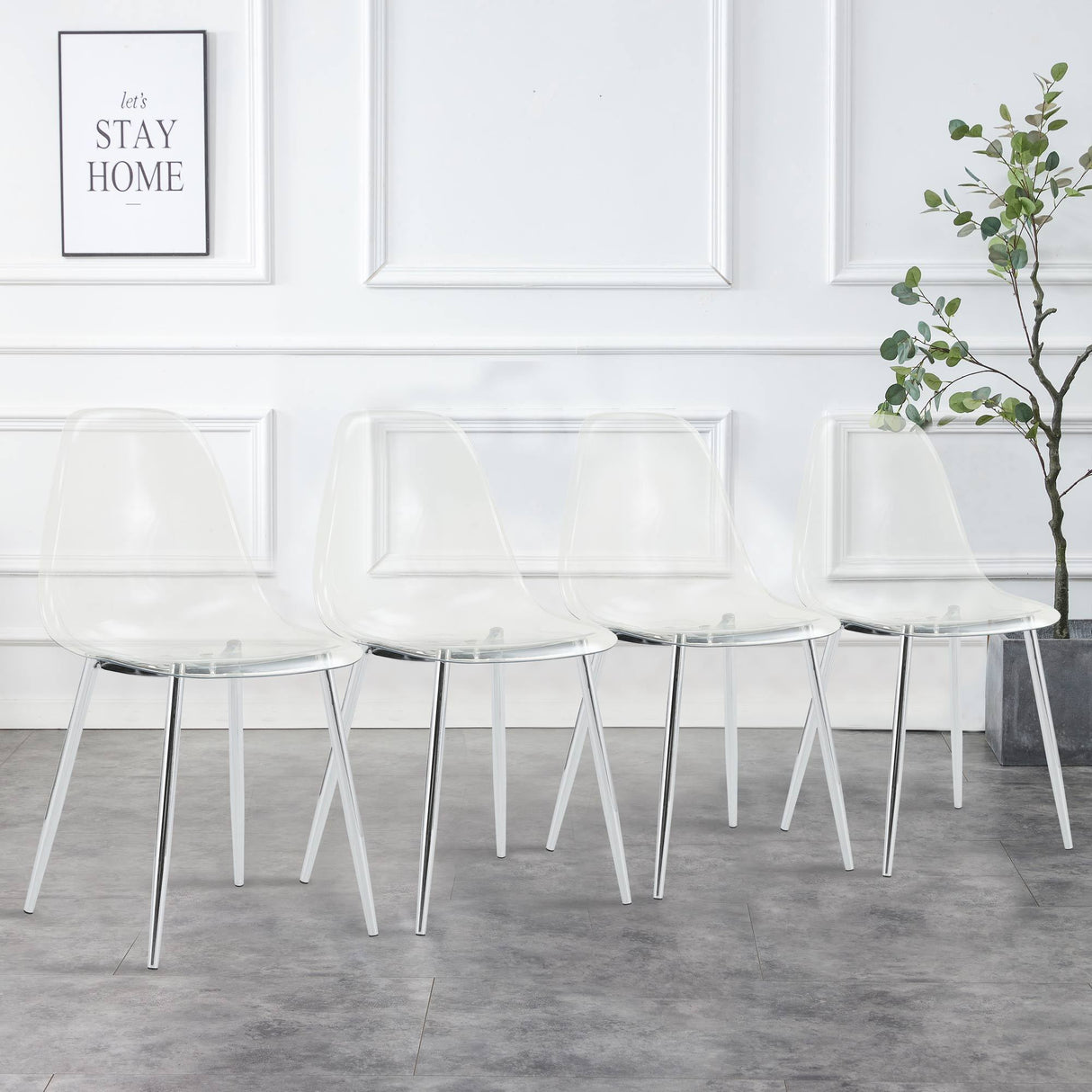 Modern Minimalist Transparent Dining Chair - 6-Piece Set
