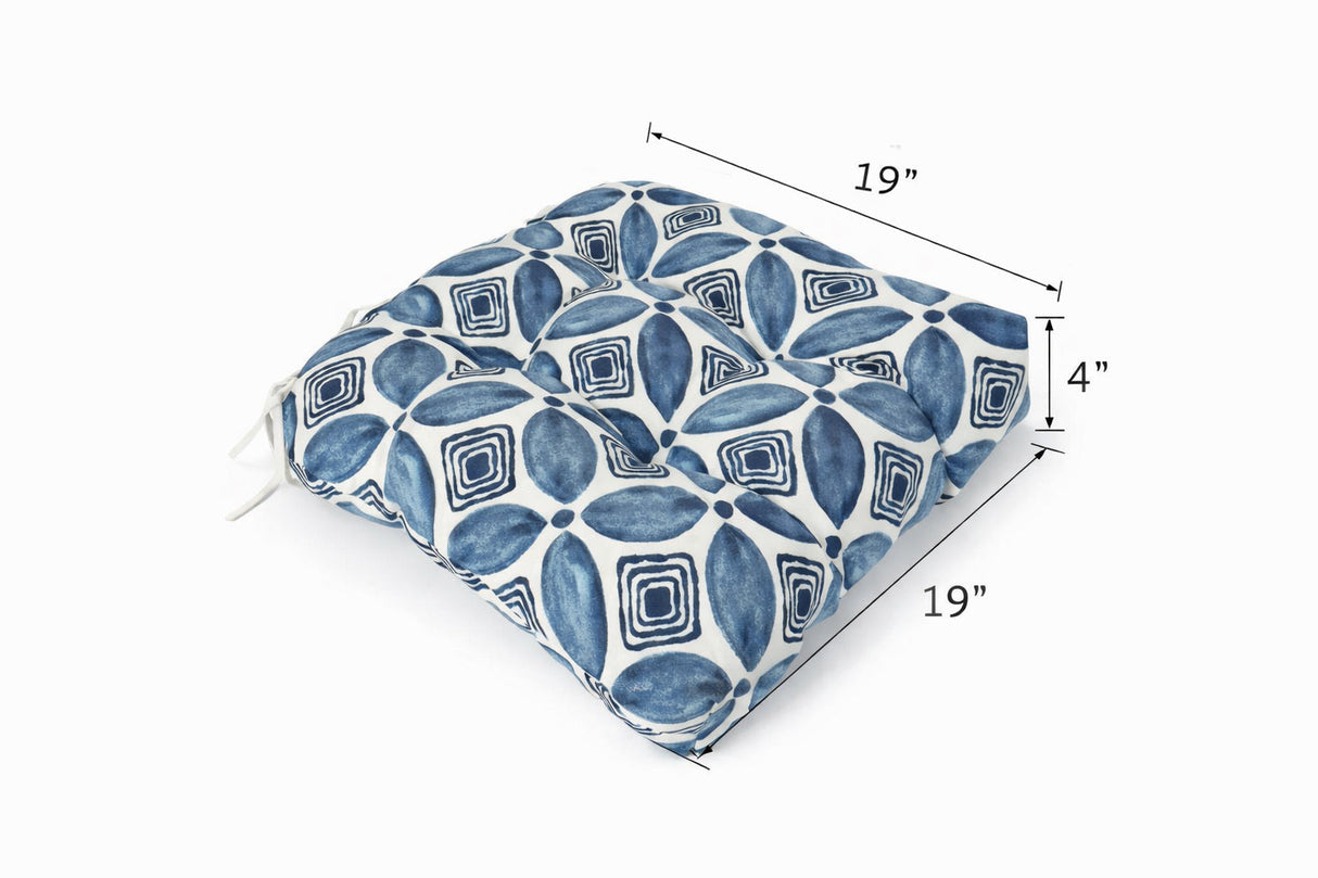 Outdoor Chair Cushions Set of 2 - 19 x 19 x 4 Inch Tufted Seat Cushions