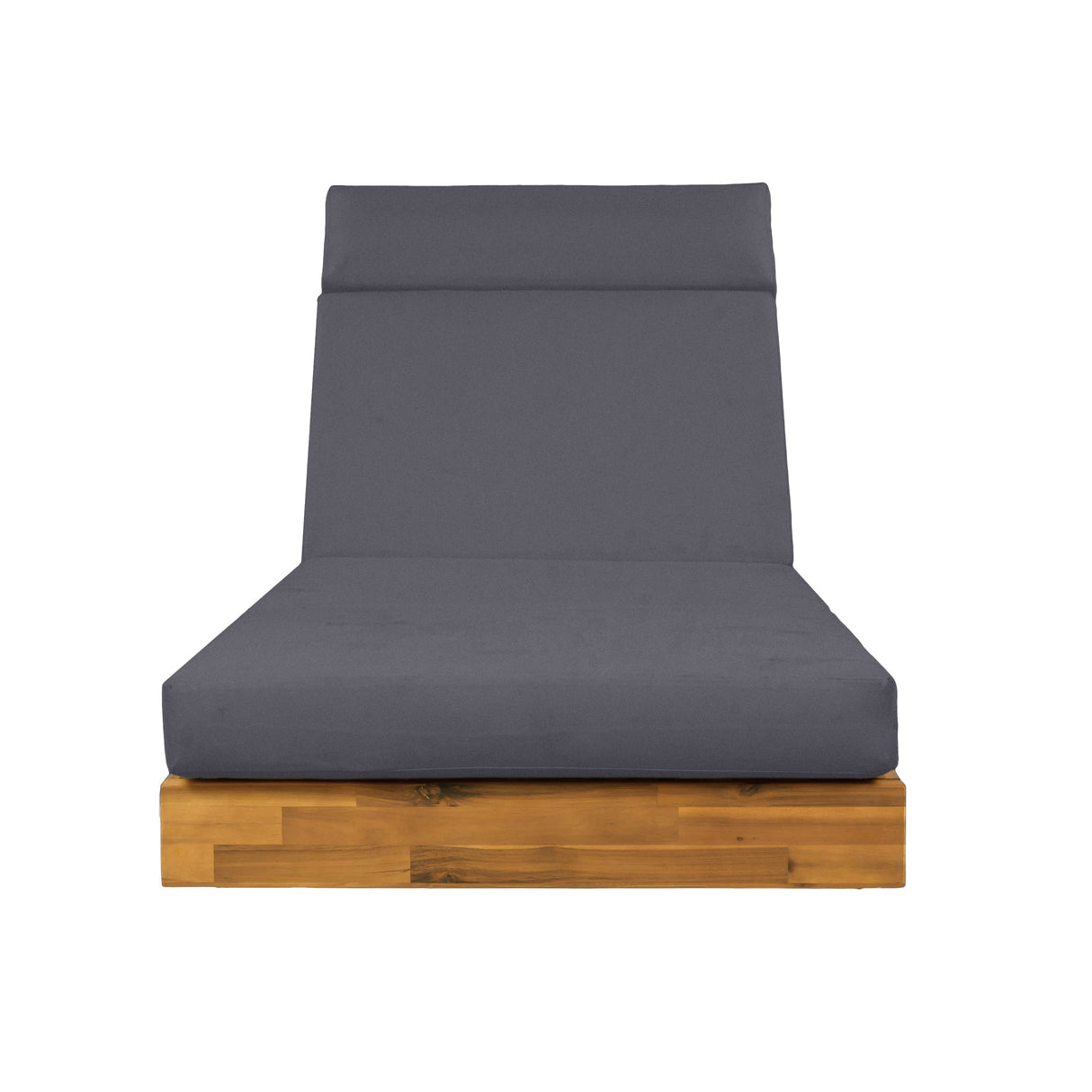 Modern Acacia Wood Outdoor Chaise Lounge with Adjustable Headrest