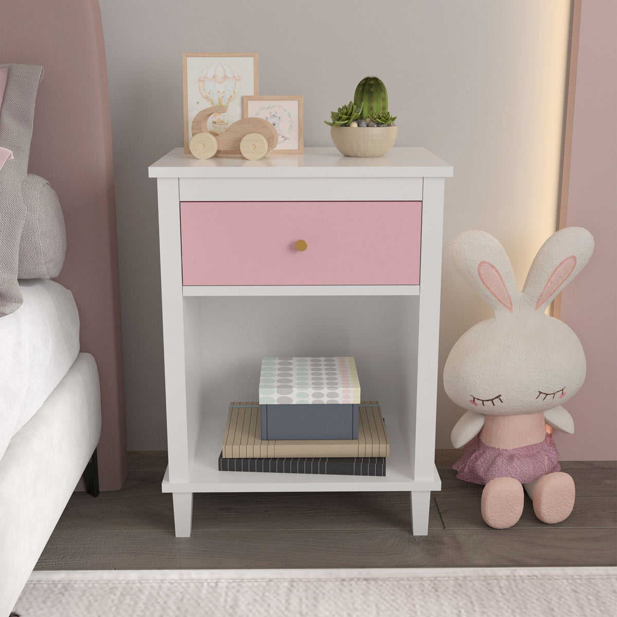 Nightstand With 1 Drawer 1 Shelf