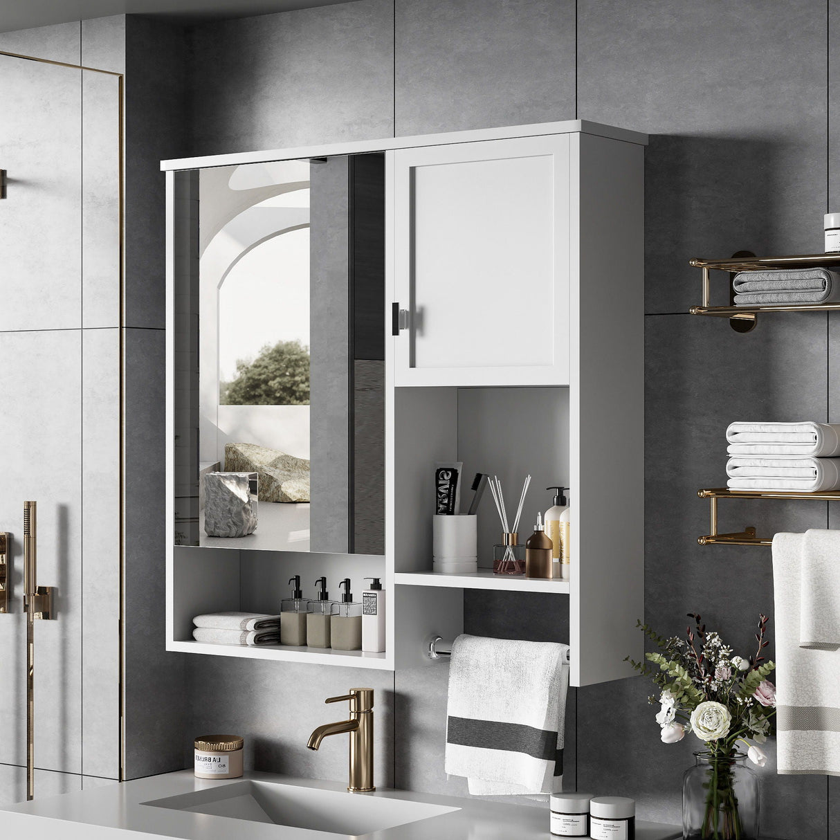 Modern Wall Mounted Bathroom Medicine Cabinet, Bathroom Wall Storage Cabinet With Mirror