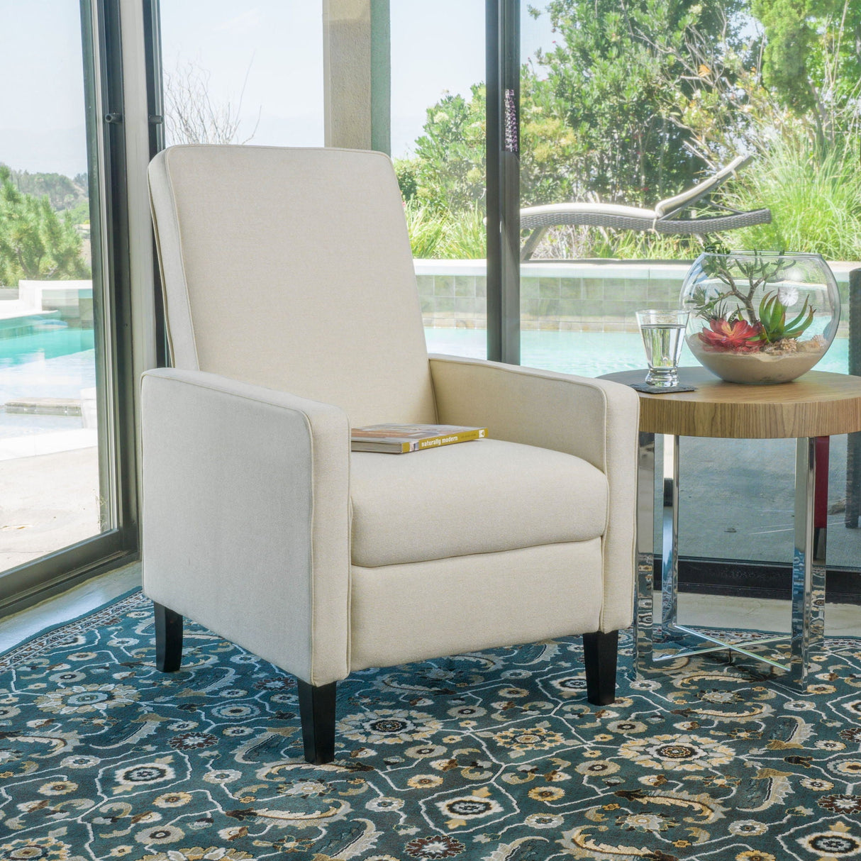 Minimalist Design Fabric Push Back Chair