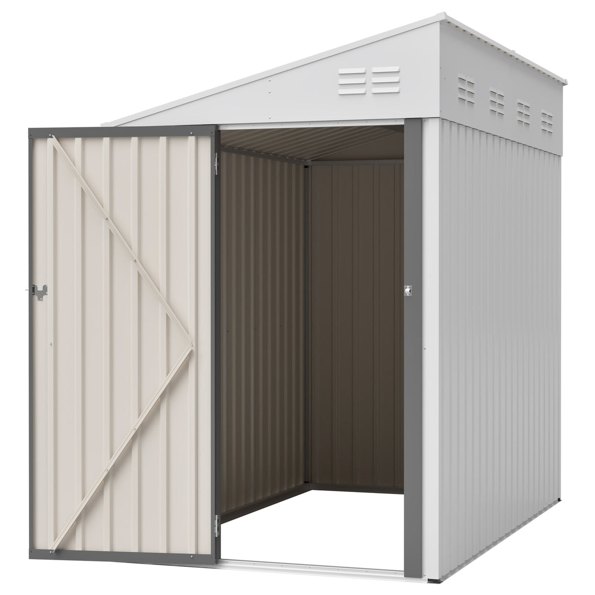 White 4' x 7' Lean-To Storage Shed