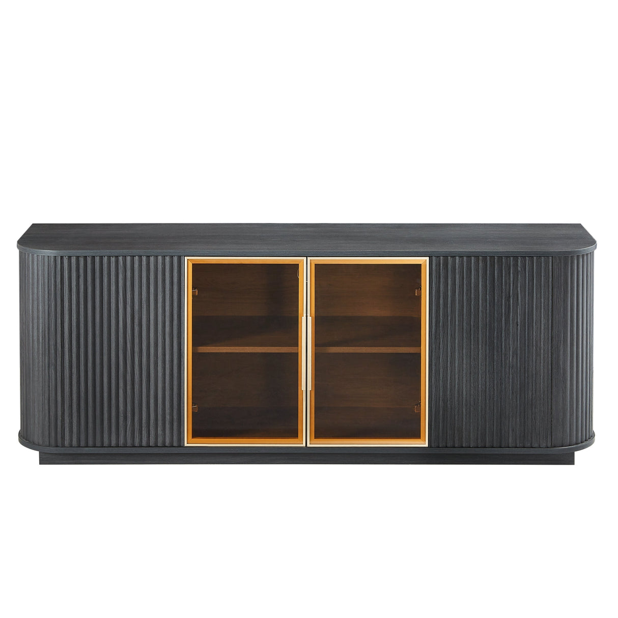 Modern 64-Inch Wavy TV Cabinet with LED Lights