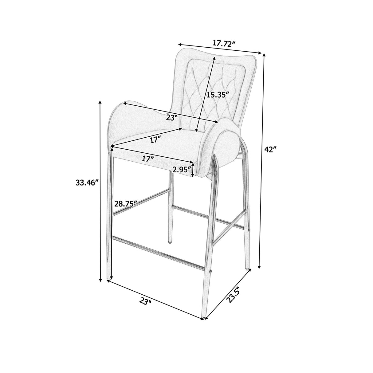 Fabric Counter Height Bar Stools (Set of 2)