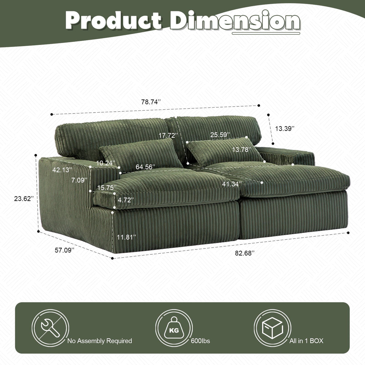 Double Chaise Lounge Chair, Oversized Upholstered Sleeper Cloud Couch