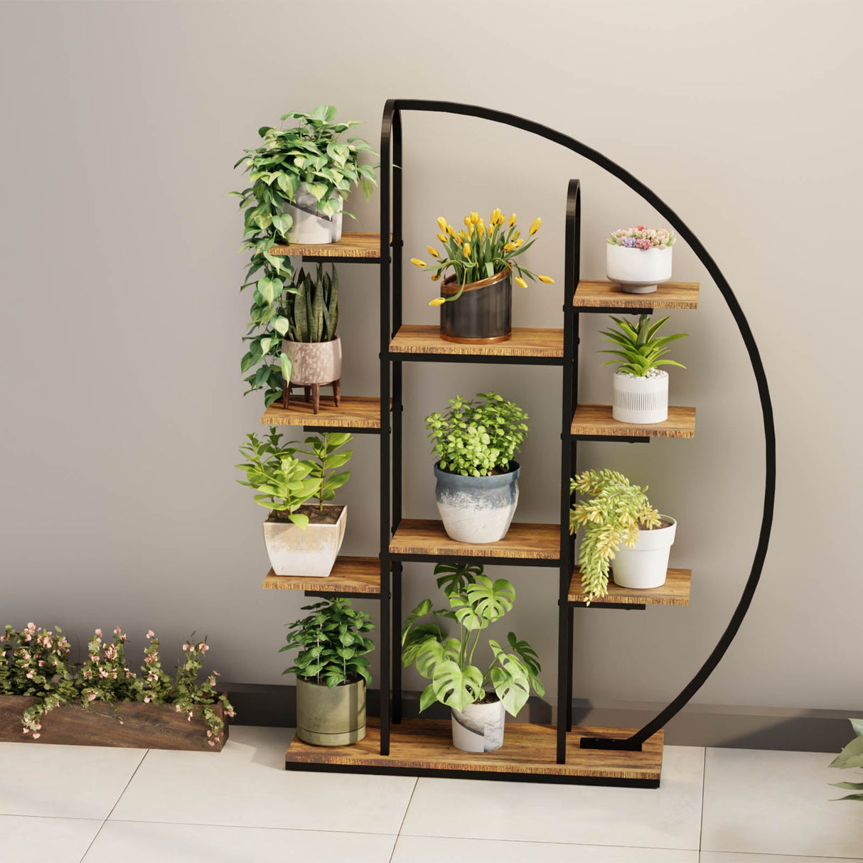 62.2 Inch Tall Metal Indoor Plant Stand with Grow Lights