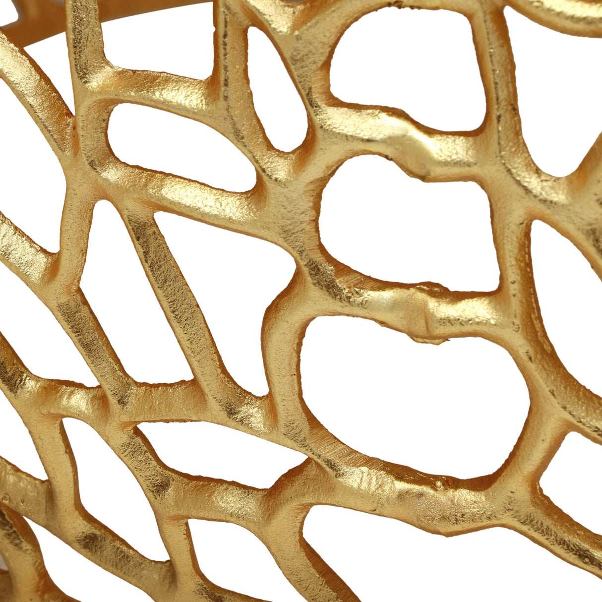 Modern Glam Mesh Coffee Table with Gold Accents and Aluminum Frame