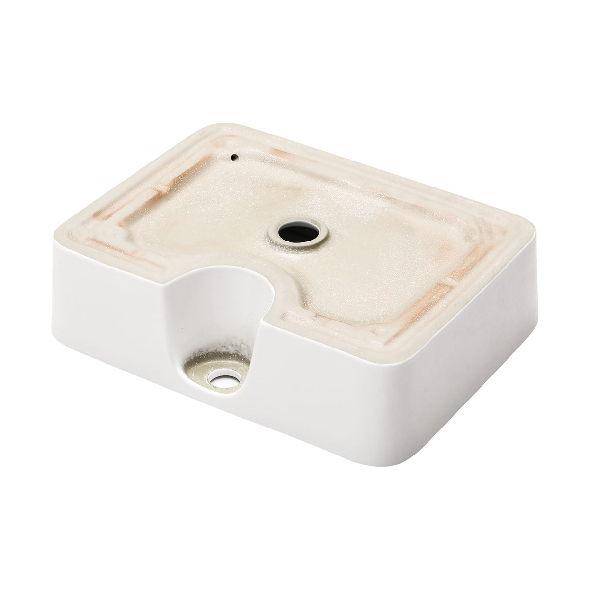 Rectangular Vessel Sink With Faucet & Drain - White / Black