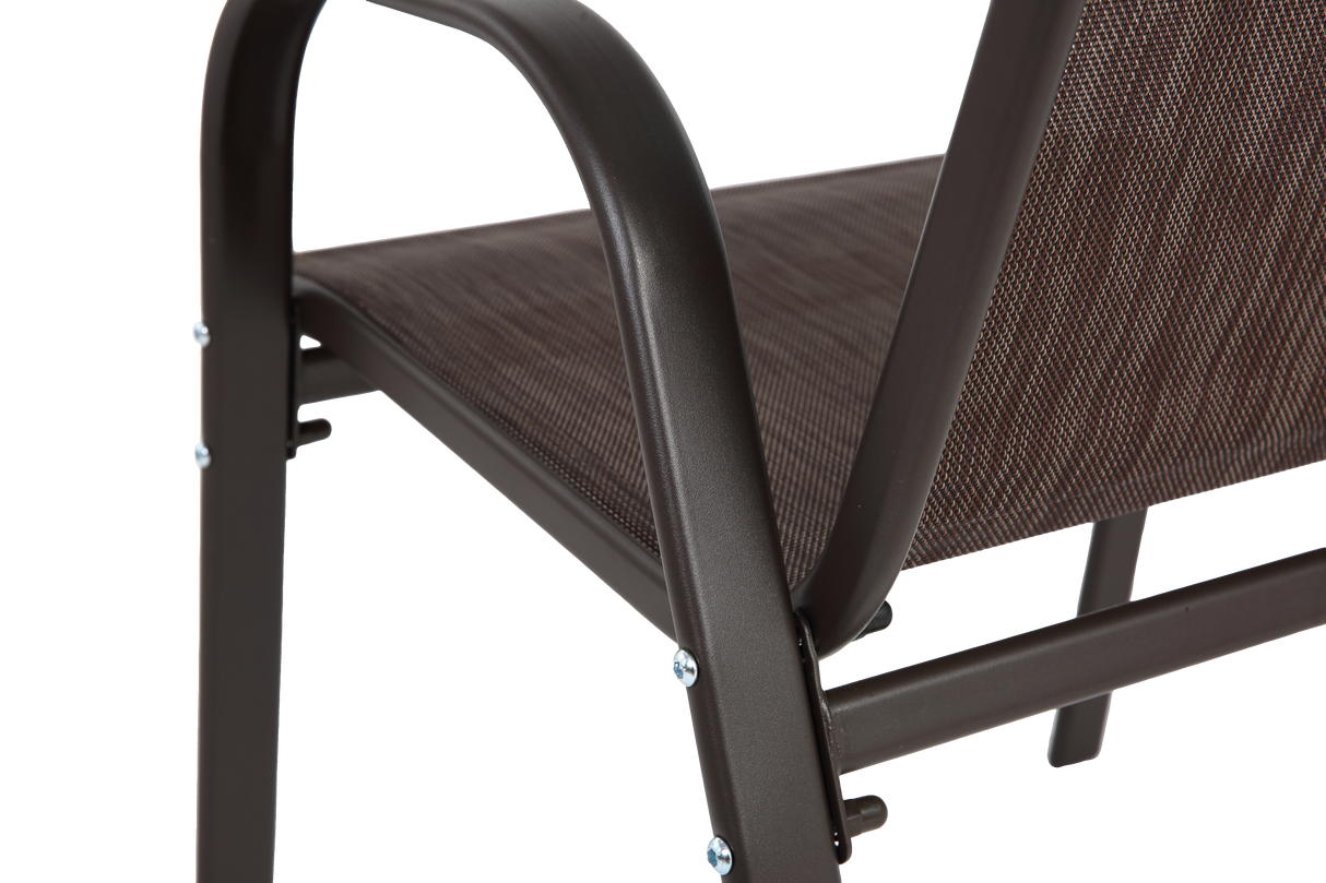 4 Piece Patio Chairs Set with Breathable Textilene Fabric (Brown)