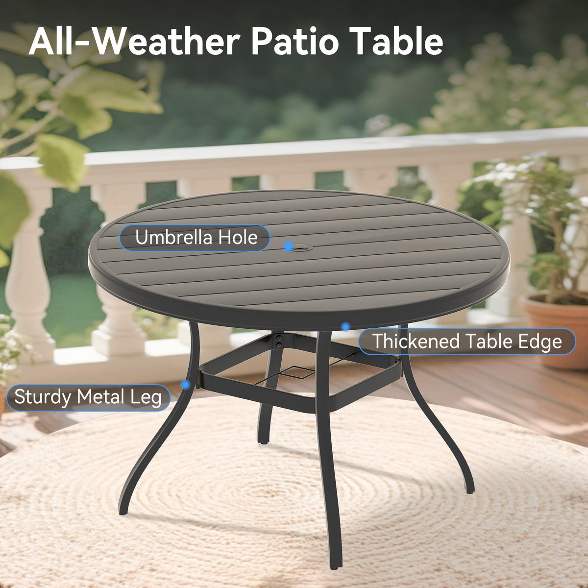 7 Pieces Outdoor Patio Dining Set with Stackable Metal Chairs - Black