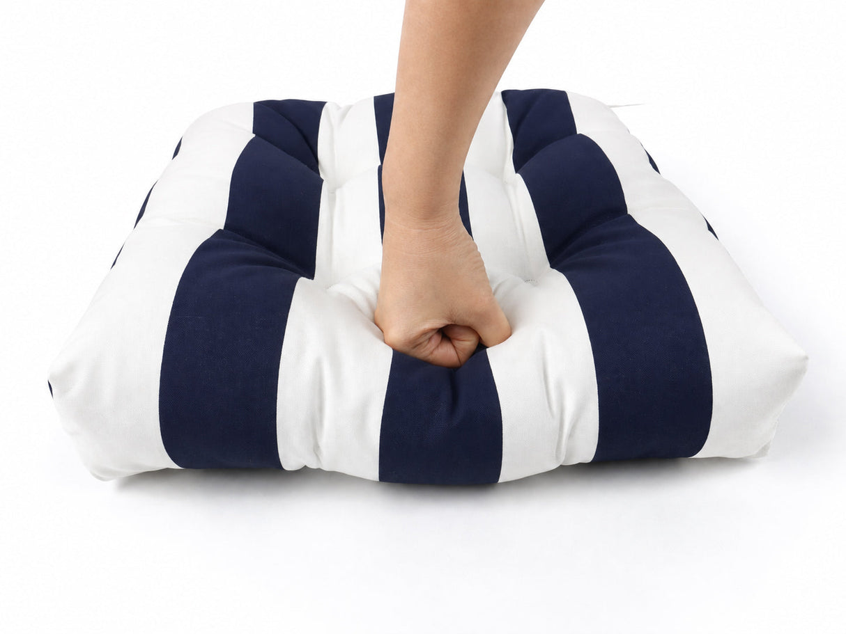 Outdoor Chair Cushions Set of 2 in Black/White Stripes