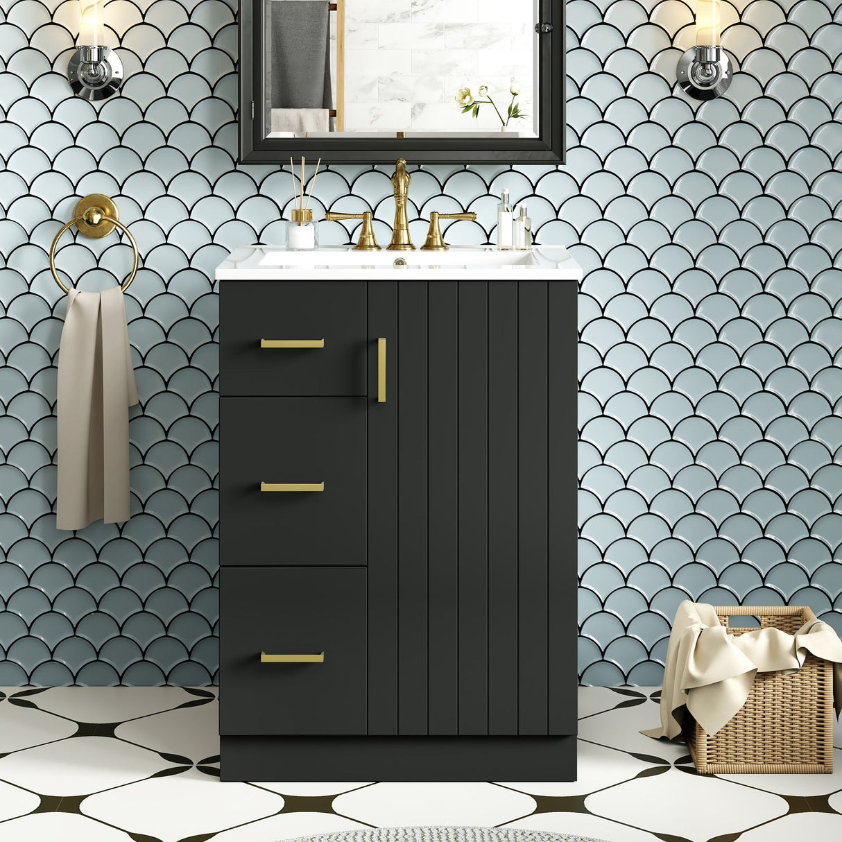 Bathroom Vanity With Under Mount Sink, 2 Drawers And Soft Closing Door