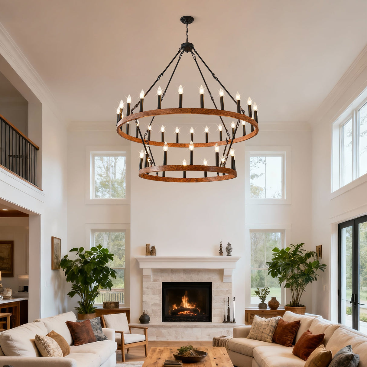 47.24 Inch Large Wagon Wheel Chandelier