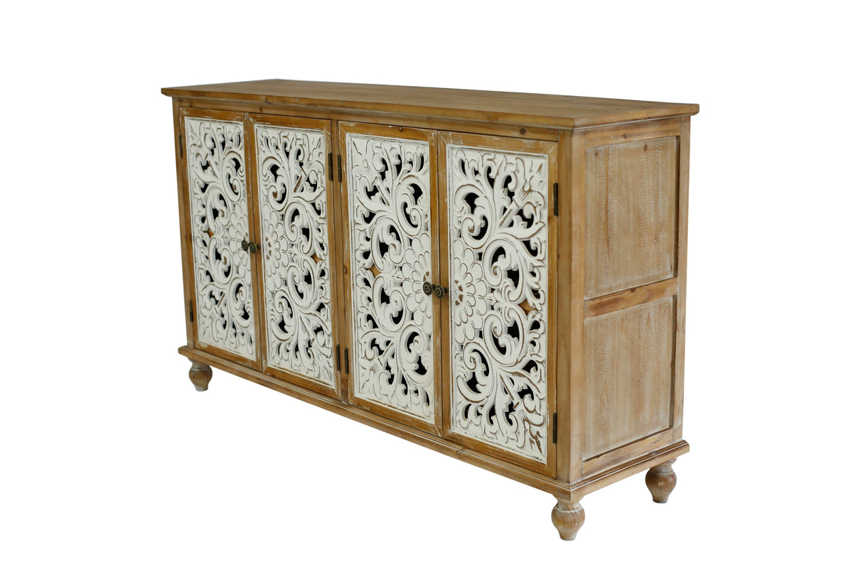 Accent Cabinet With 4 Doors Farmhouse Sideboard Buffet Cabinet