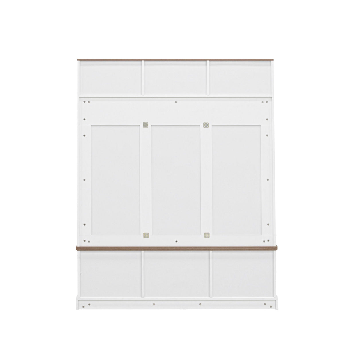 Hall Tree With Bench And Shoe Storage, 5 In 1 Entryway Organizer Cabinet With Coat Rack, 4 Shoe Cubbies & 7 Hooks - White