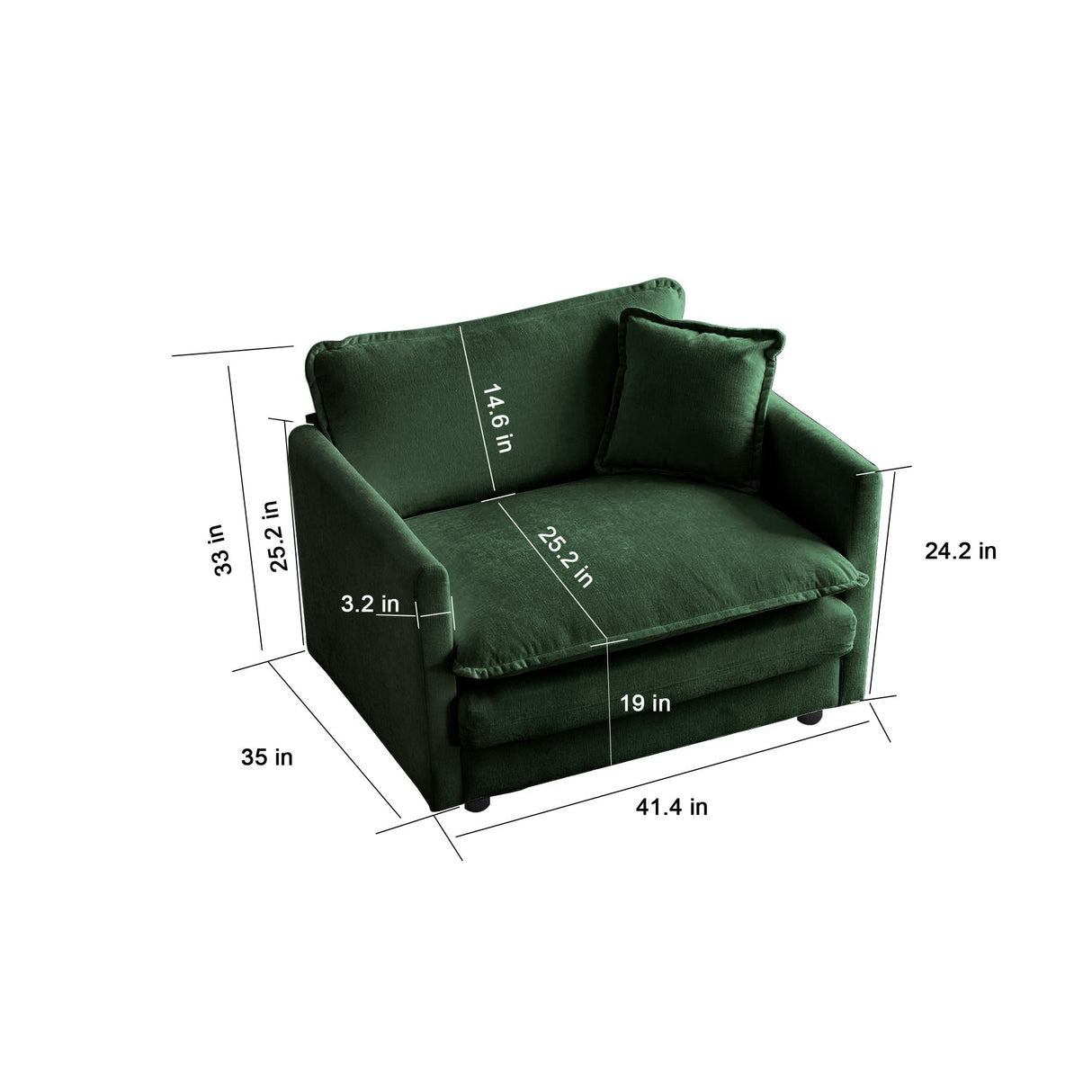 2-Piece Upholstered Sectional Sofa Set in Green Chenille
