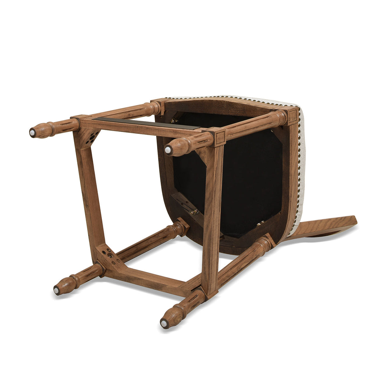 Armless Bar Stool with Nailhead Trim and Rattan High Back