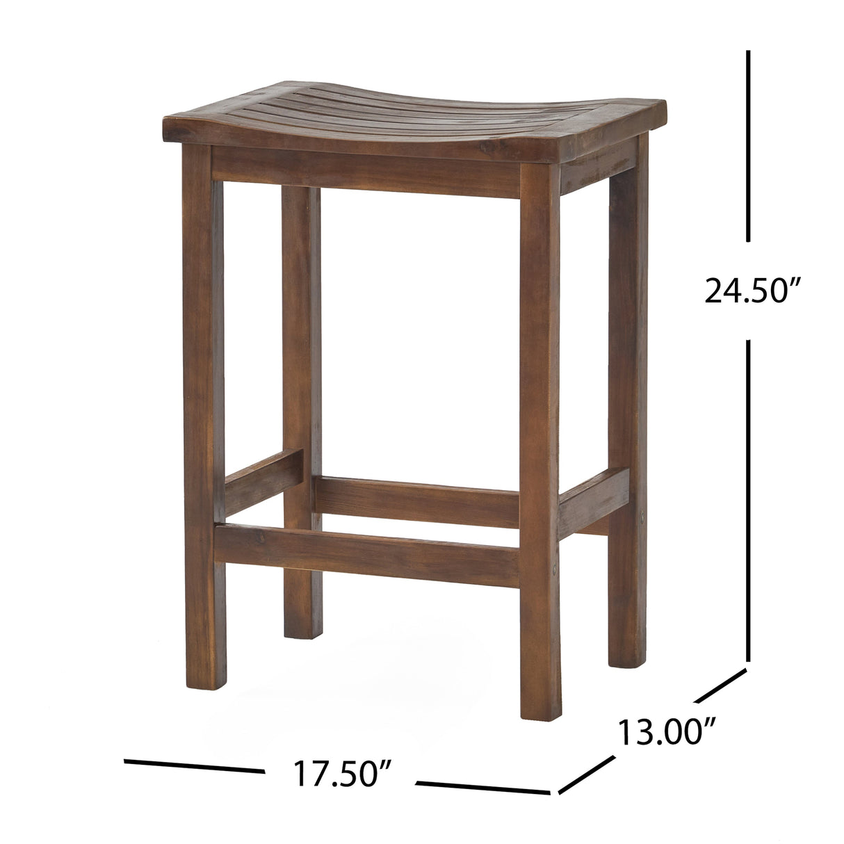 Outdoor Acacia Wood Counter Height Barstool, Set of 2