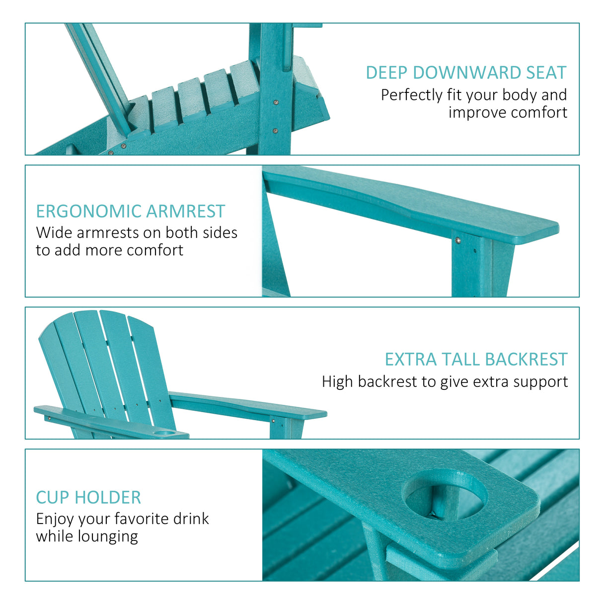 All-weather outdoor adirondack chair with cup holder - light blue