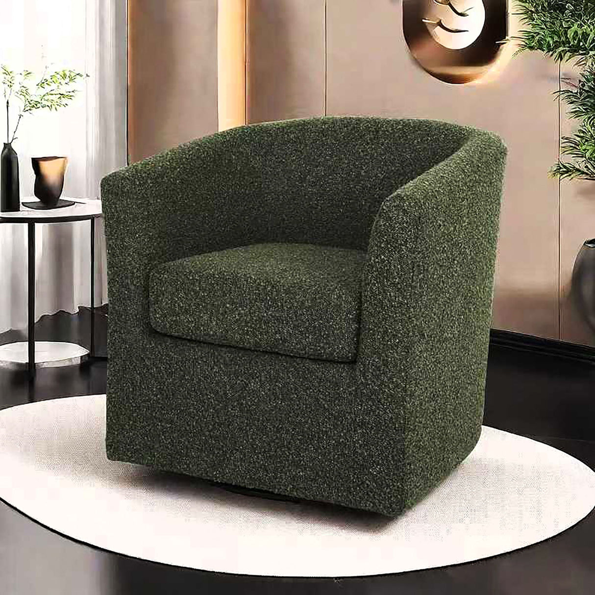 Melodize Swivel Club Chair With Barrel Shape Design