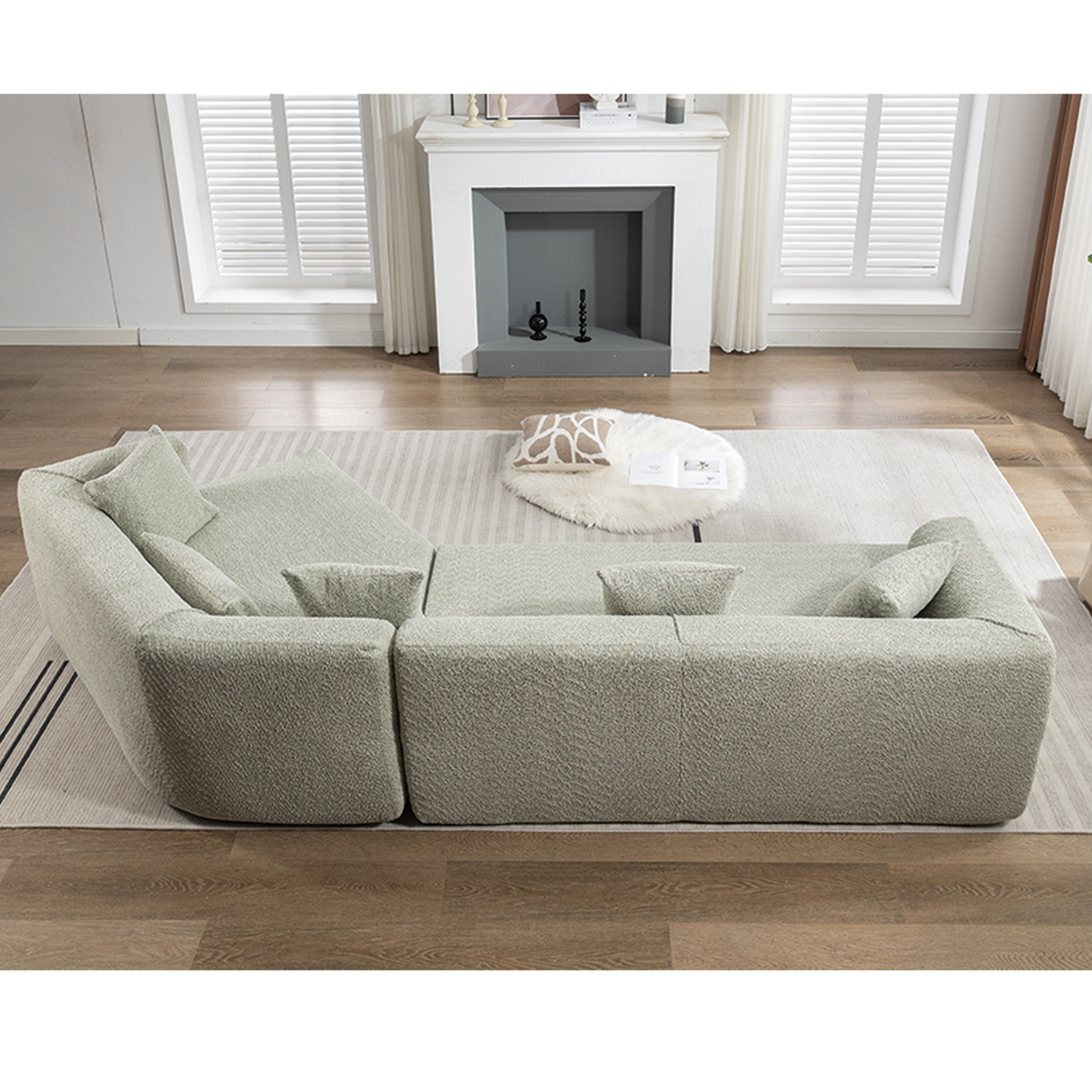 Modular Sofa Modern Minimalist Style Green Upholstered